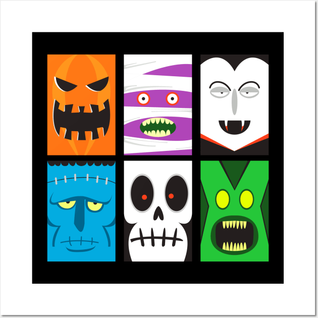 Cute Halloween Horror Faces Wall Art by machmigo